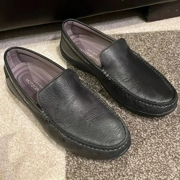 Cole Haan MotoGrand Men's Black Leather Venetian Driver Loafer - 7.5 - Picture 1 of 11